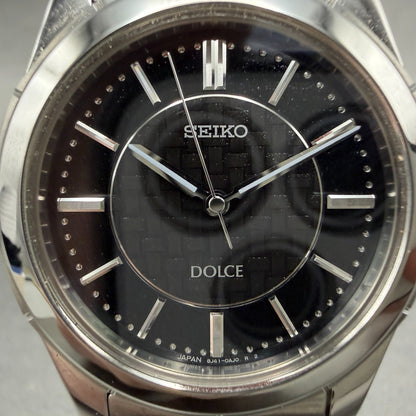 Seiko Dolce Watch Men 35mm Black Dial Silver Tone Round 8J41-0AF0 New Battery3