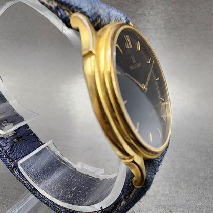 Waltham Watch Women 31mm Black Dial Gold Tone Round 26207 Vintage New Battery3