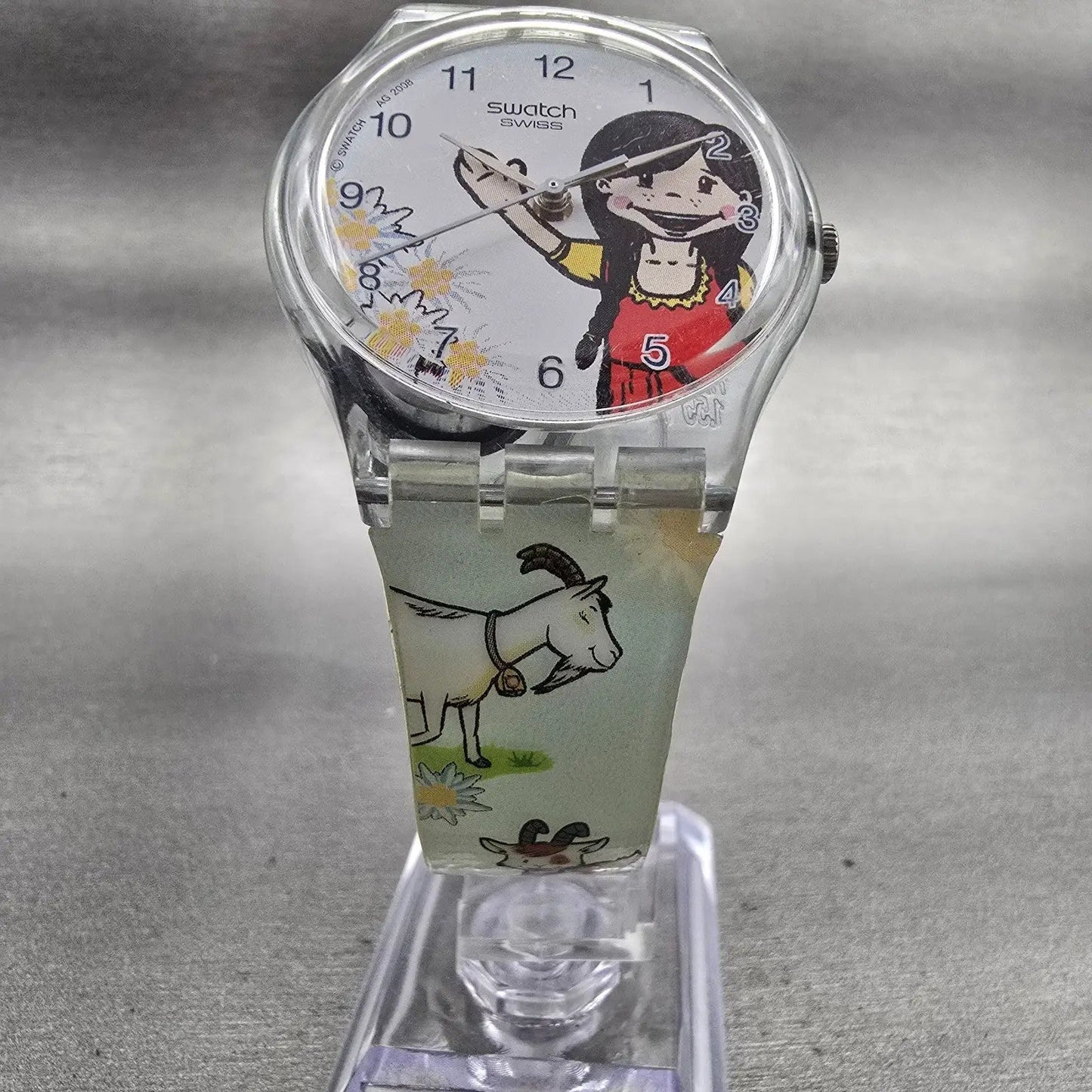 Swatch SWISS GIRL Watch Unisex White Dial Clear Case Round SKZ123 New Battery5