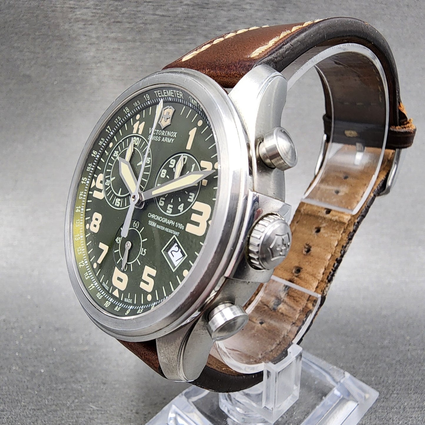 Victorinox Swiss Army Infantry Chronograph Watch Men 43mm Green Dial READ!!!!!!!2