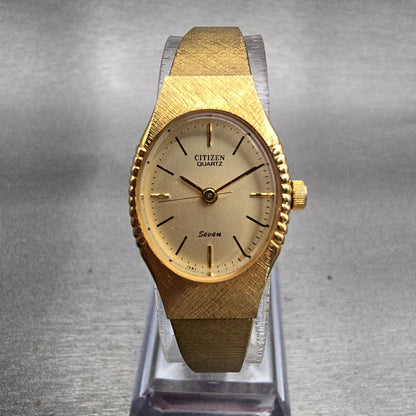 Citizen Watch Women 18mm Champagne Dial Gold Tone Oval 2030-205308 New Battery0