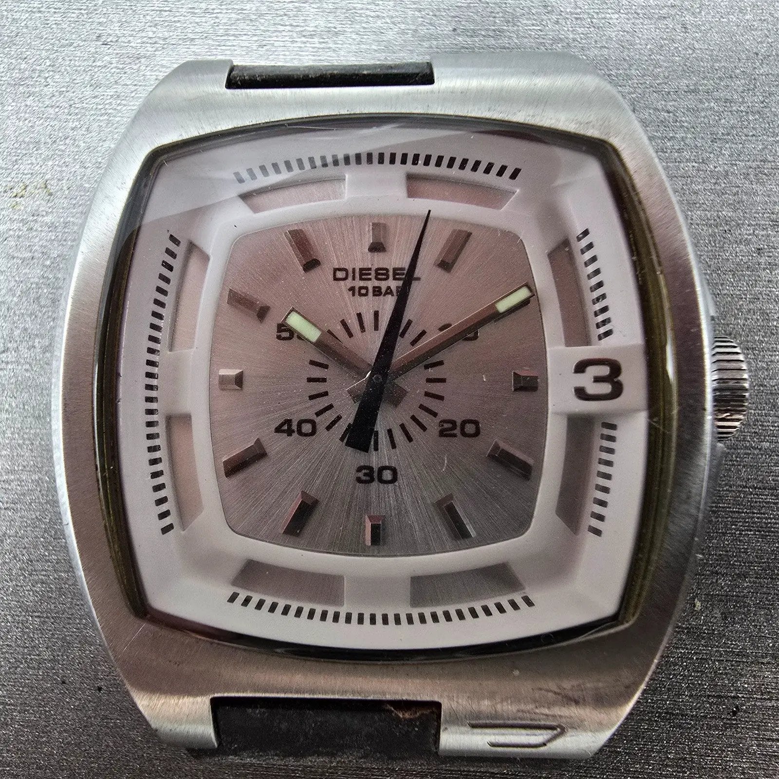 Diesel Watch Men 40mm Silver Dial Silver Tone Rectangle DZ-1100 PARTS2