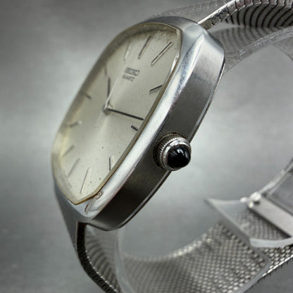 Seiko Watch Men 32mm Silver Dial Silver Tone Square 5854-5000 New Battery VTG2