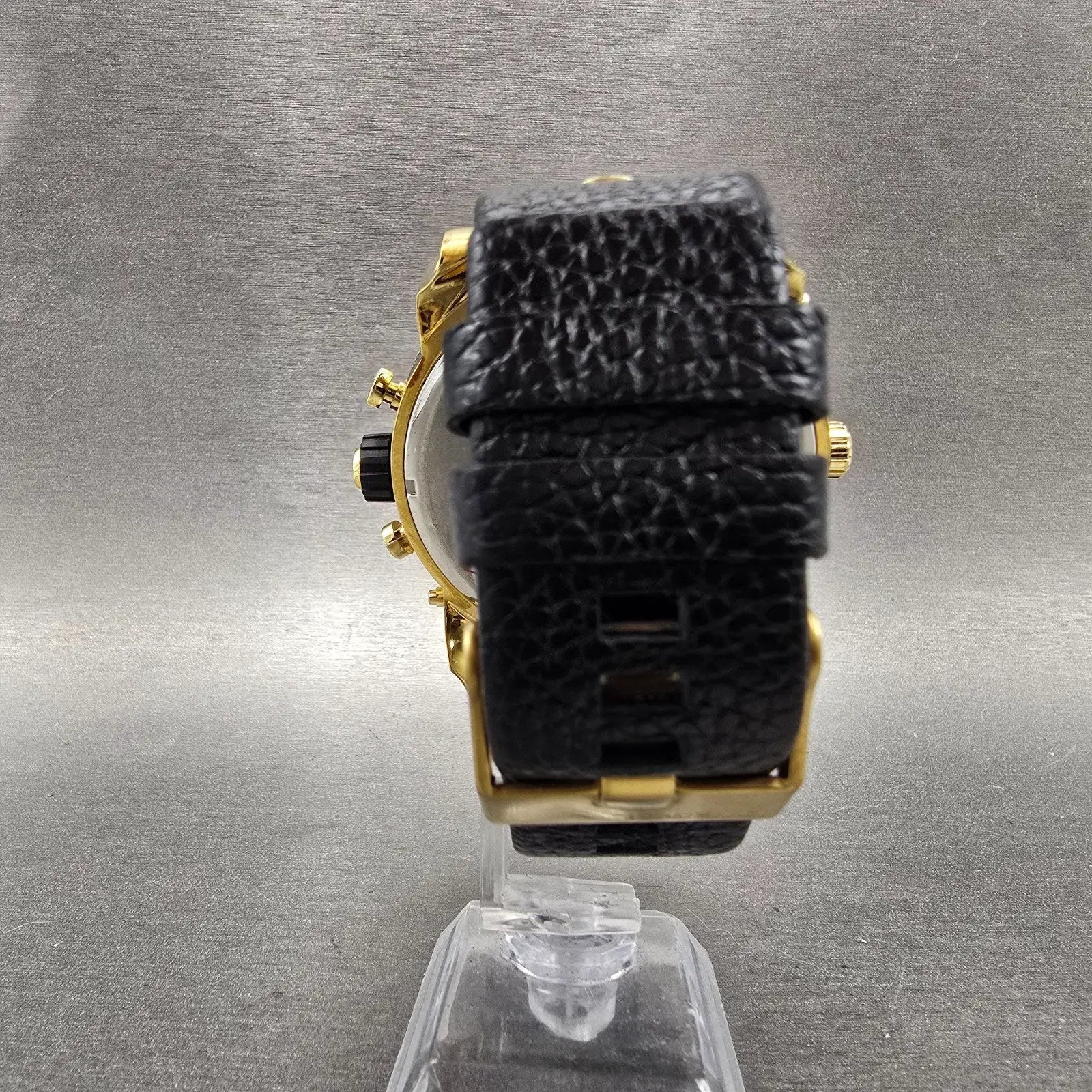 Diesel Mr. Daddy Watch Men 52mm Black Dial Gold Chronograph Digital New Battery7
