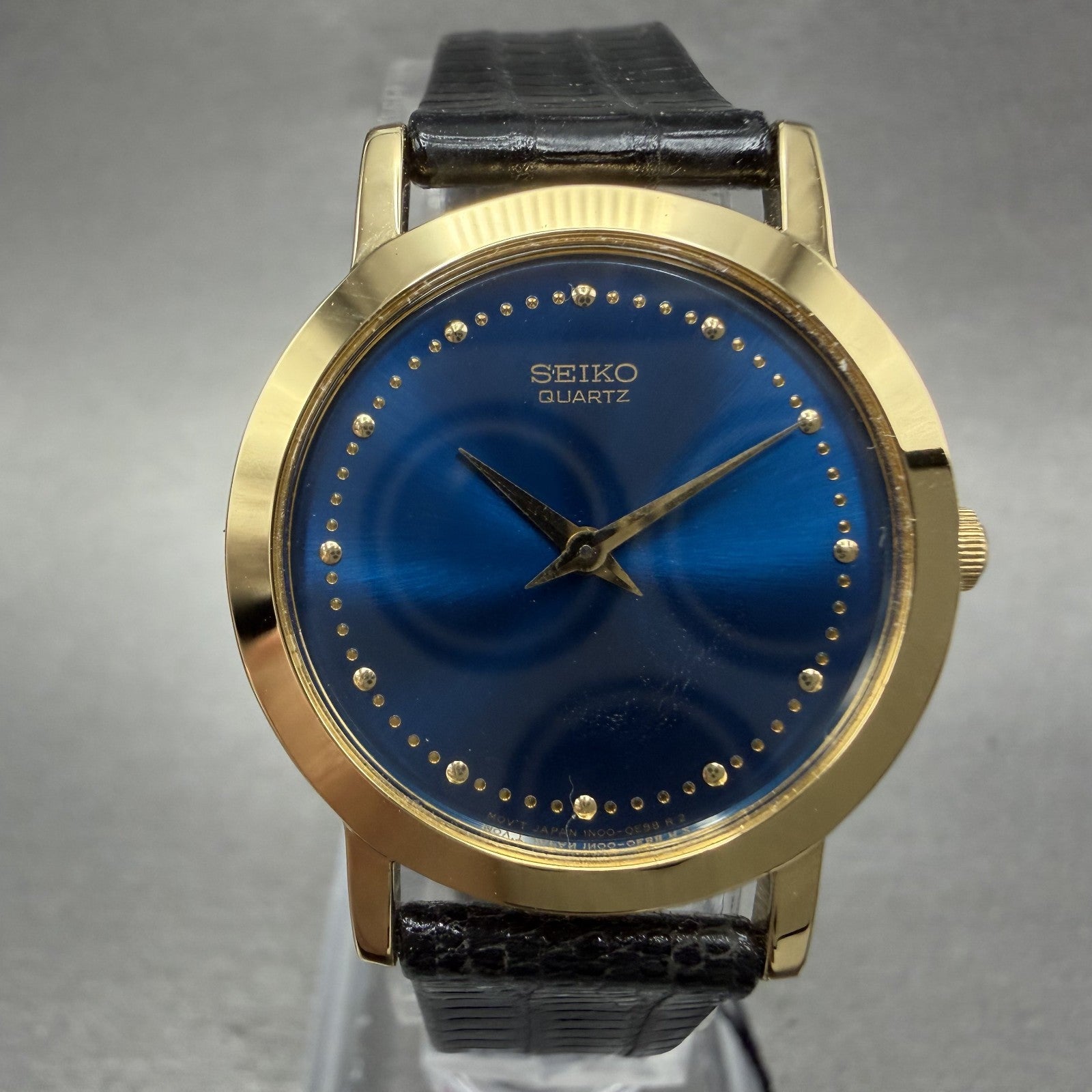 Seiko Watch Women 26mm Blue Dial Gold Tone Round 1N000A29 New Battery NOS1