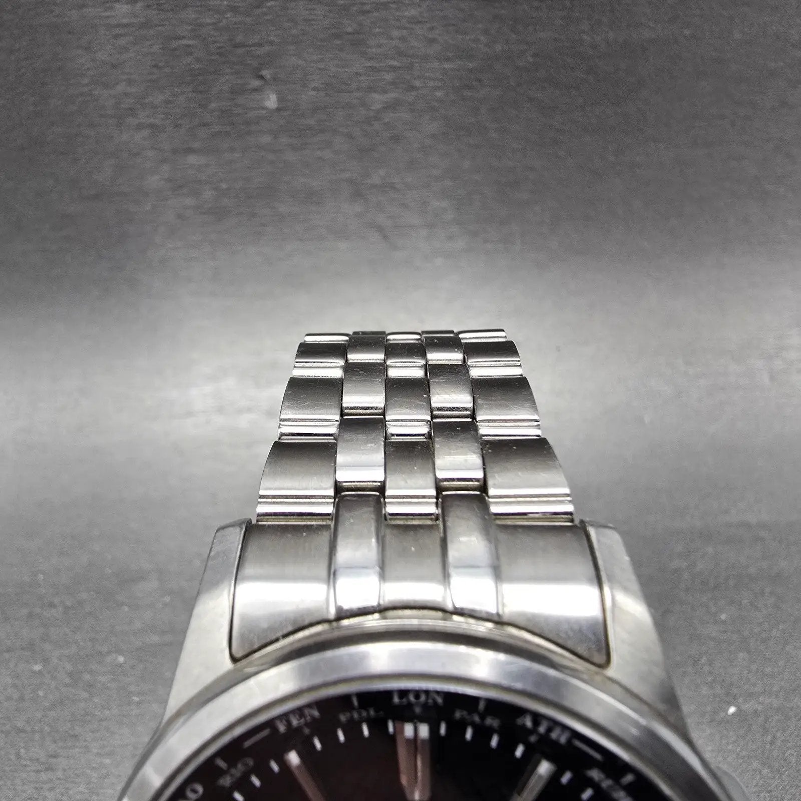 Citizen Eco-Drive World Time Watch Men 41mm Black Dial Steel Date Round  Runs4