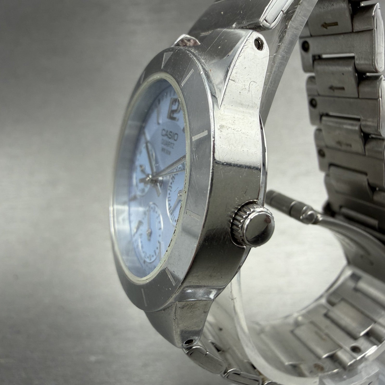 Casio Watch Women 31mm Blue Dial Silver Tone Daydate LTP-2069 New Battery2