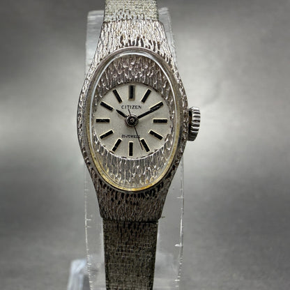 Citizen Watch Women 15mm Silver Dial Silver Toe Oval Manual 4-680758 Runs VTG0