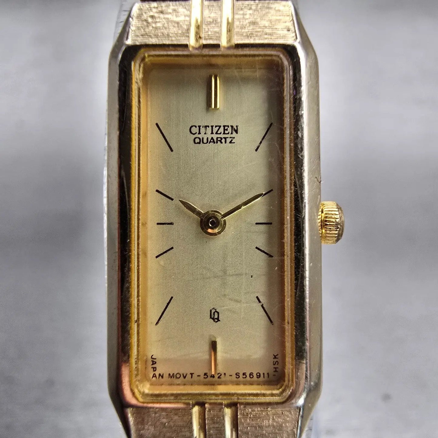 Citizen CQ Watch Women 12mm Champagne Dial Gold Tone 5421-S10523 New Battery VTG1