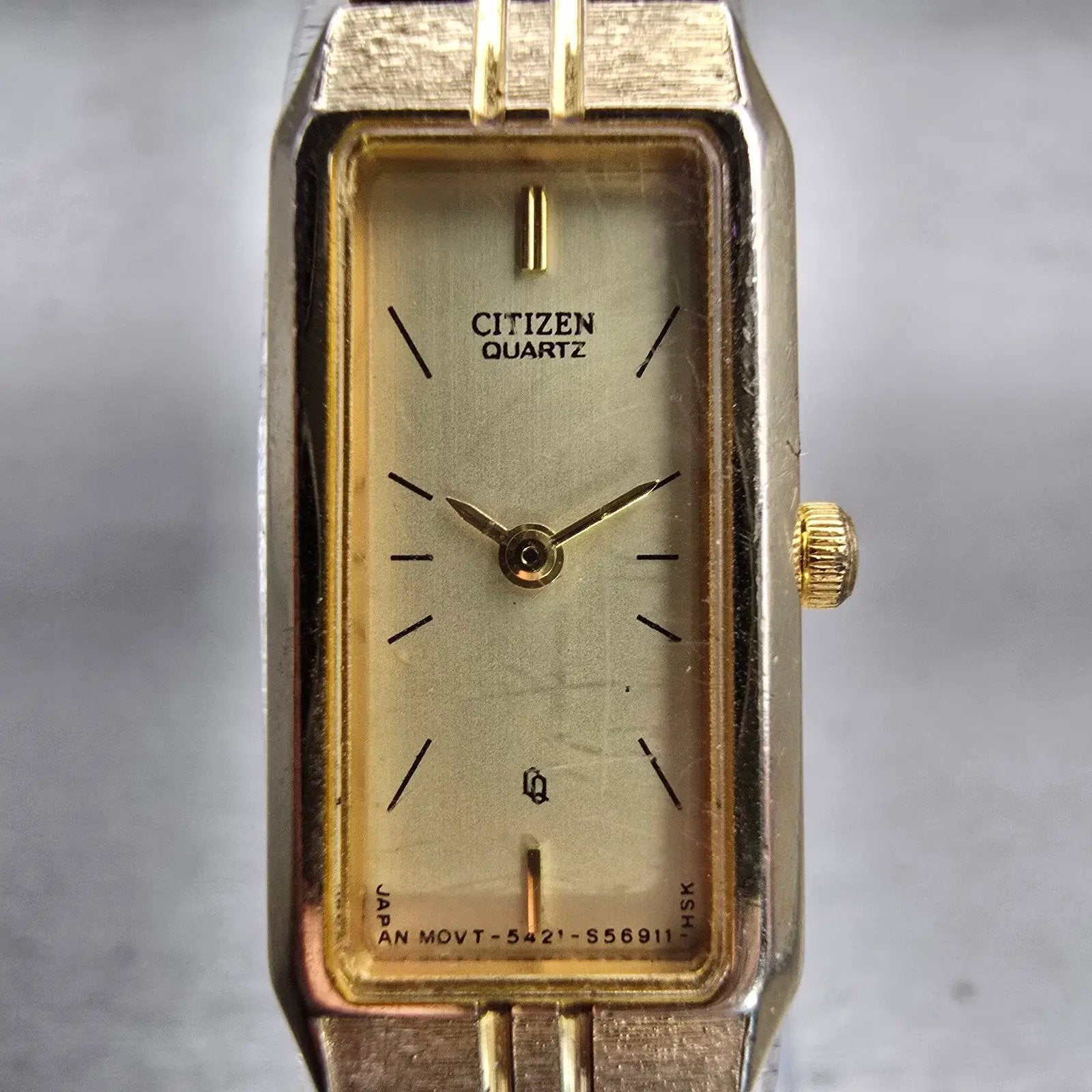 Citizen CQ Watch Women 12mm Champagne Dial Gold Tone 5421-S10523 New Battery VTG1