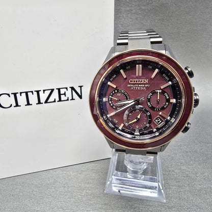 Citizen Attesa Satellite Wave GPS Watch Men Red Dial Black Date Power of Antares0