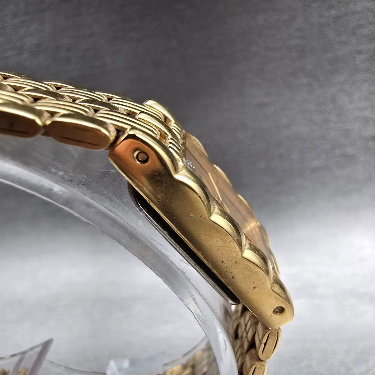 Bulova Tank Watch Women 14mm Gold Dial Gold Tone Rectangle 97P13 New Battery3