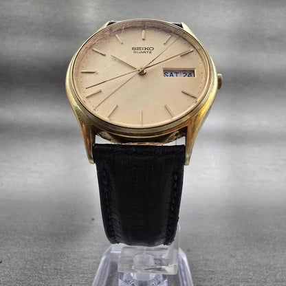Seiko Watch Men 34mm Champagne Dial Gold Tone Daydate 7813-8019 New Battery VTG5