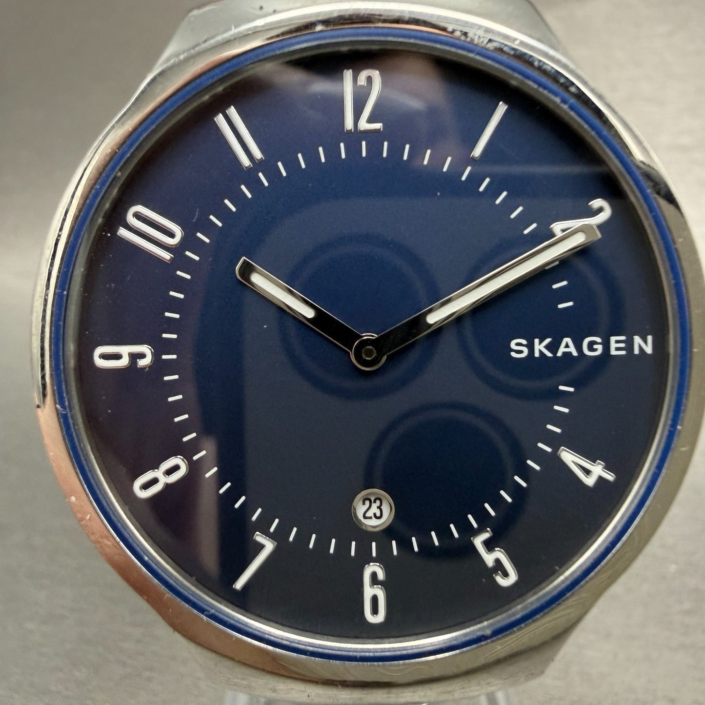 Skagen Grenen Watch Men 38mm Blue Dial Silver Tone Round SKW6457 New battery1