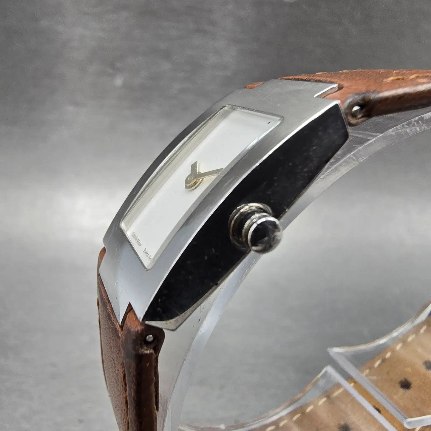 Calvin Klein Watch Women 16mm White Dial Silver Tone Rectangle K4211 New Battery2