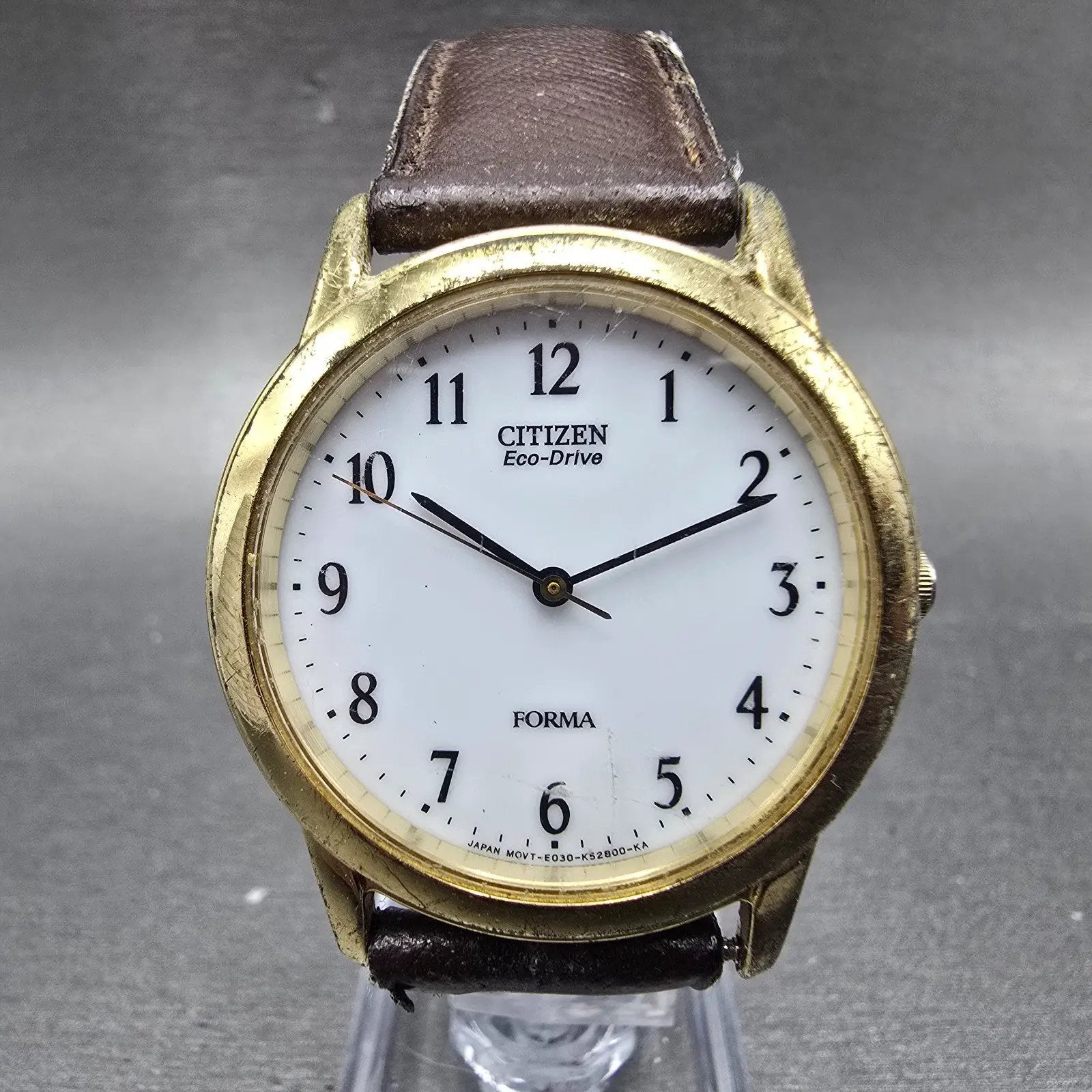Citizen Eco-Drive Forma Watch Men 34mm White Dial Gold Tone E030-K17373 Runs0
