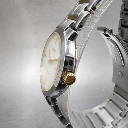 Seiko 50m Watch Women 25mm White Dial Two Tone Round 7n000ar0 New Battery2