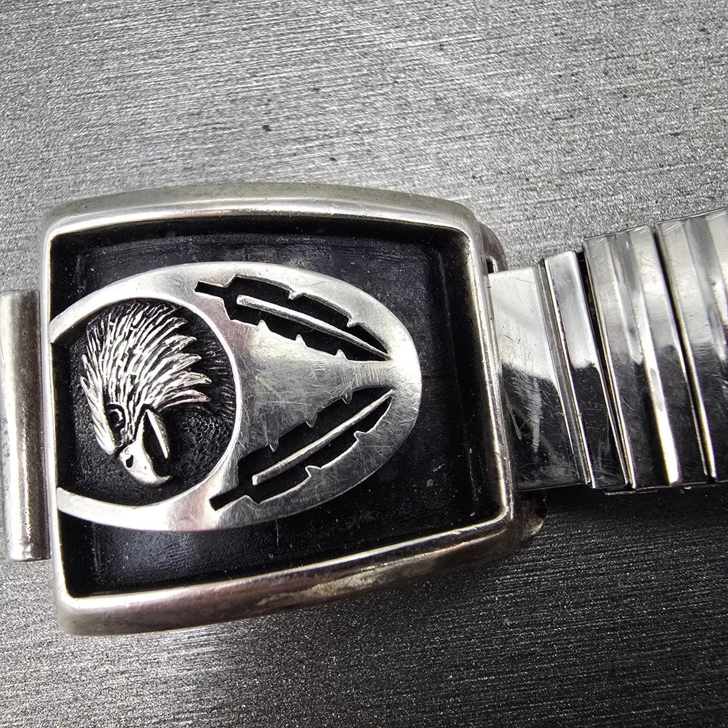 Navajo Sterling Silver Watch Band Tips 17mm Eagle Feather Design Vintage2