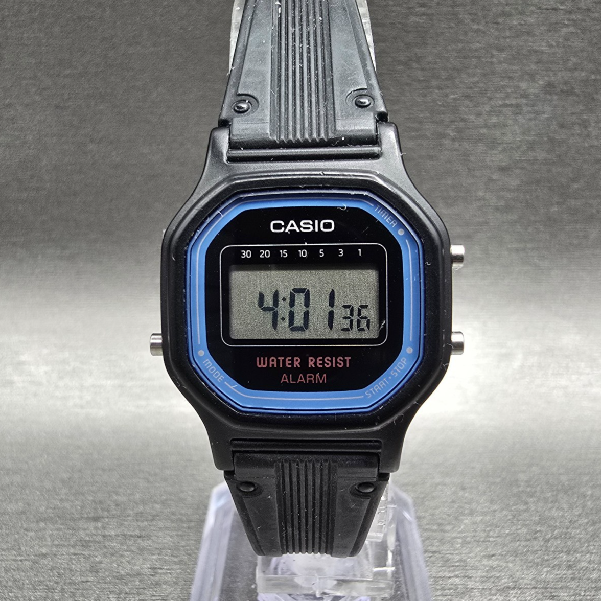 Casio LA-11W Digital Watch Women 26mm Black Dial Chronograph Alarm New BatteryT0