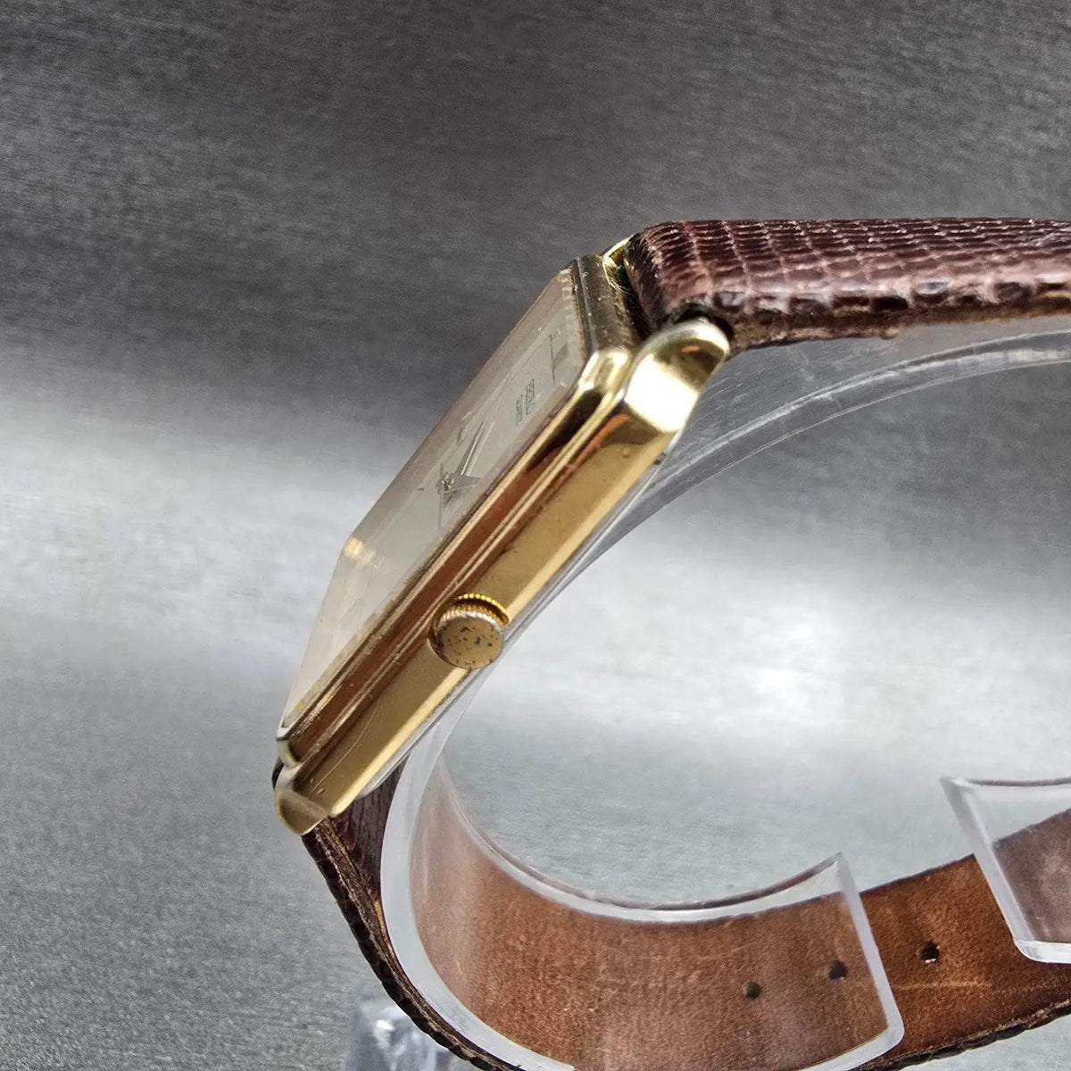 Seiko Watch Men 25mm Champagne Dial Gold Tone Rectangle 5Y31-5A39 New Battery2