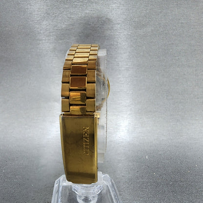 Citizen CQ Watch Women 24mm Silver Dial Gold Tone Date Round New Battery VTG7