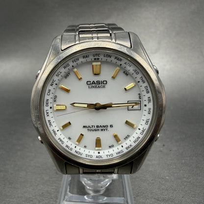 Casio Lineage Watch Men 40mm White Dial Titanium Tone Date Solar LIW-100t Runs0