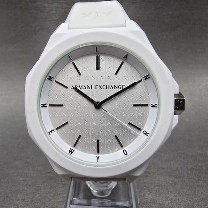 Armani Exchange Andrea Watch Men 42mm White Dial White Tone Octagon New Battery0