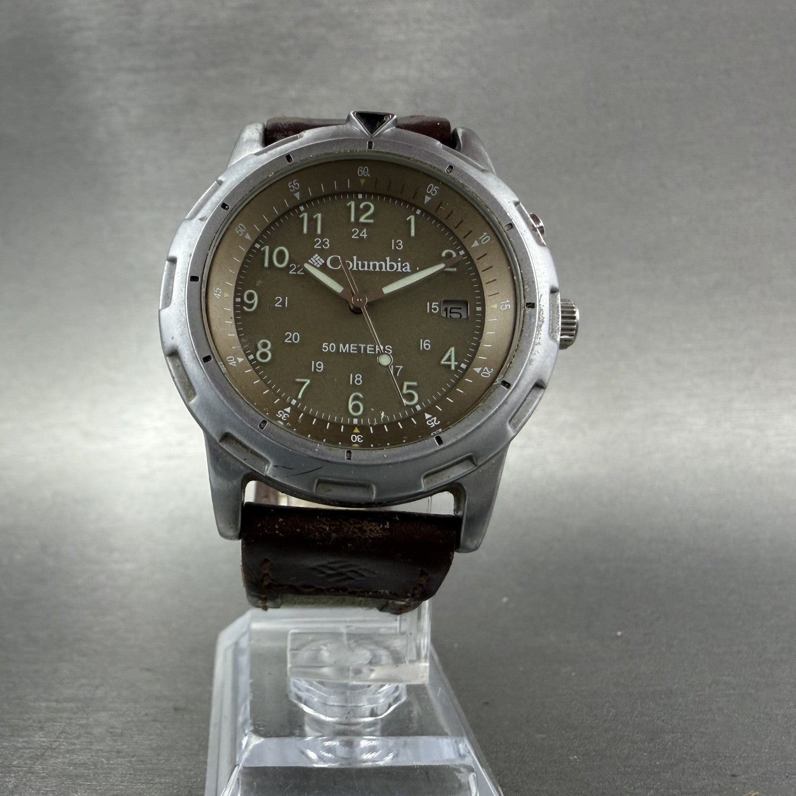 Columbia Watch Men 38mm Green Dial Steel Date Round CL1090 New Battery5