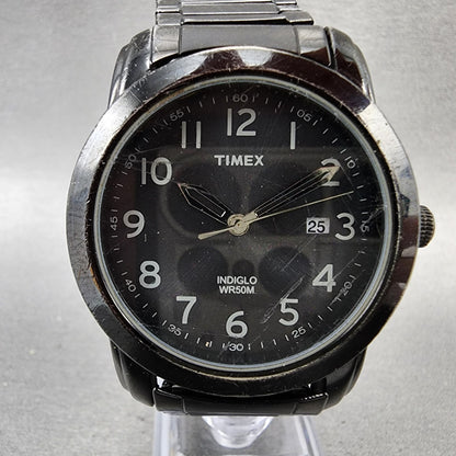 Timex Highland Watch Men 39mm Black Dial Black Tone Date Indiglo New Battery1