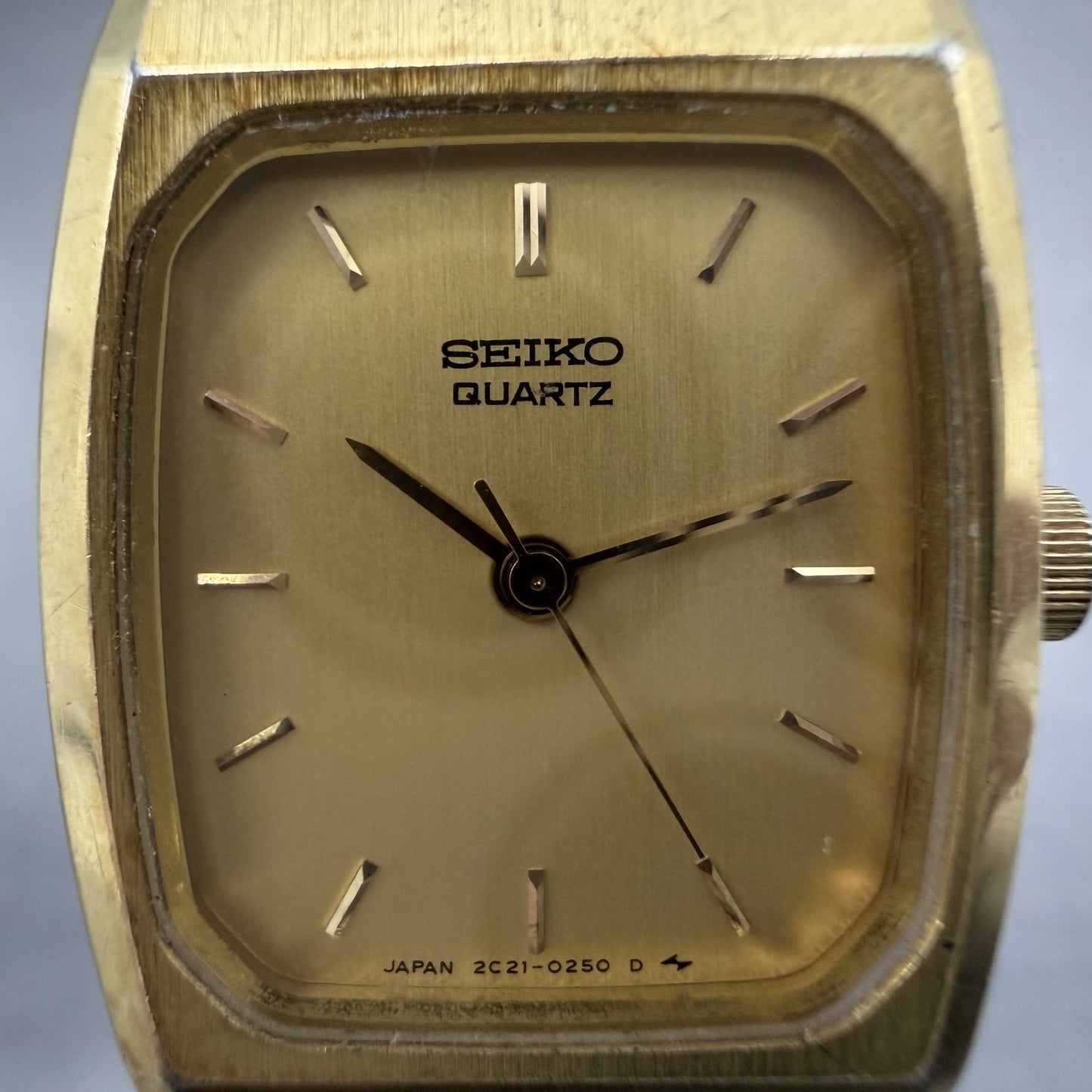 Seiko Tank Watch Women 20mm Champagne Dial Gold Tone VTG 2C21-5080 New Battery1