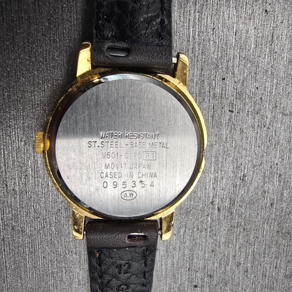 Seiko Alba Minnie Mouse Watch Women 26mm Silver Dial Gold Tone V501-0170 New Bat10