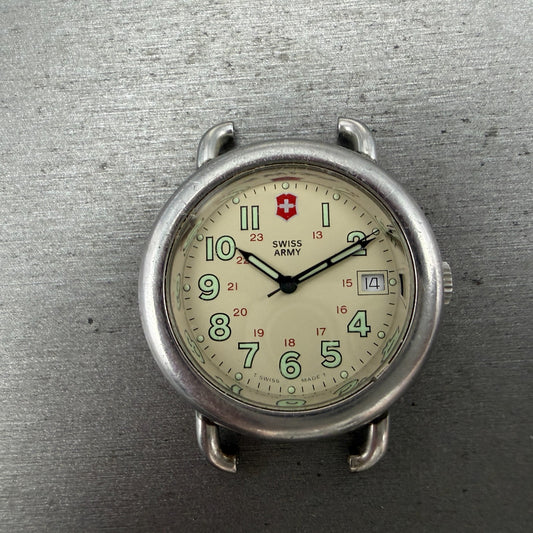 Victorinox Swiss Army Cavalry Watch Men 37mm Cream Dial Silver Tone Date PARTSBD0