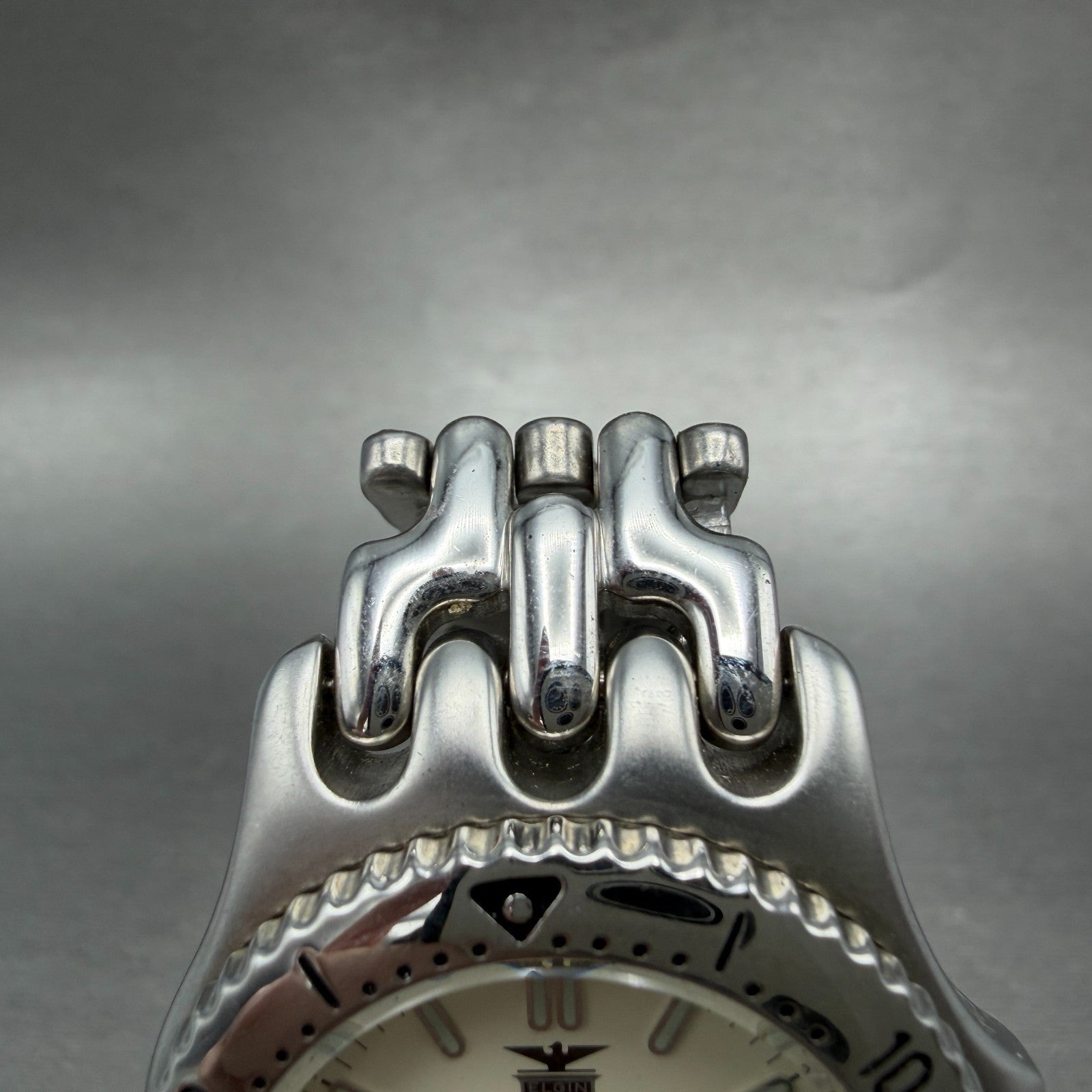 Elgin Watch Men 37mm Cream Dial Silver Tone Round Daydate FK-553 New Battery4