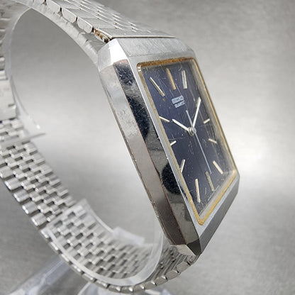 VTG Seiko Tank Watch Men 28mm Blue Dial Steel Rectangle 78105029 PARTS4