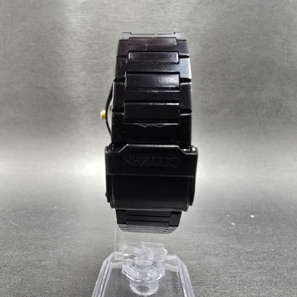 Citizen CQ Watch Men 35mm Black Dial Black Tone Daydate Round 6101-S05413 PARTS8