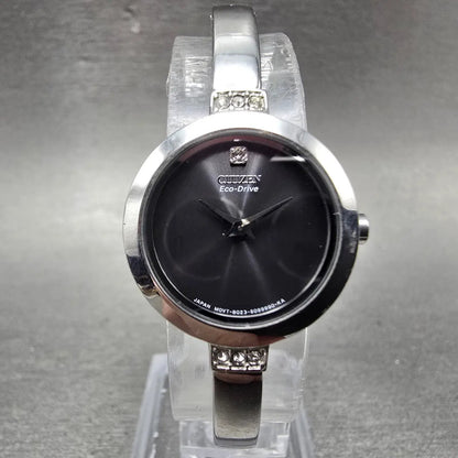 Citizen Eco-Drive Watch Women 21mm Black Dial Silver Tone B023-S067090 Runs0