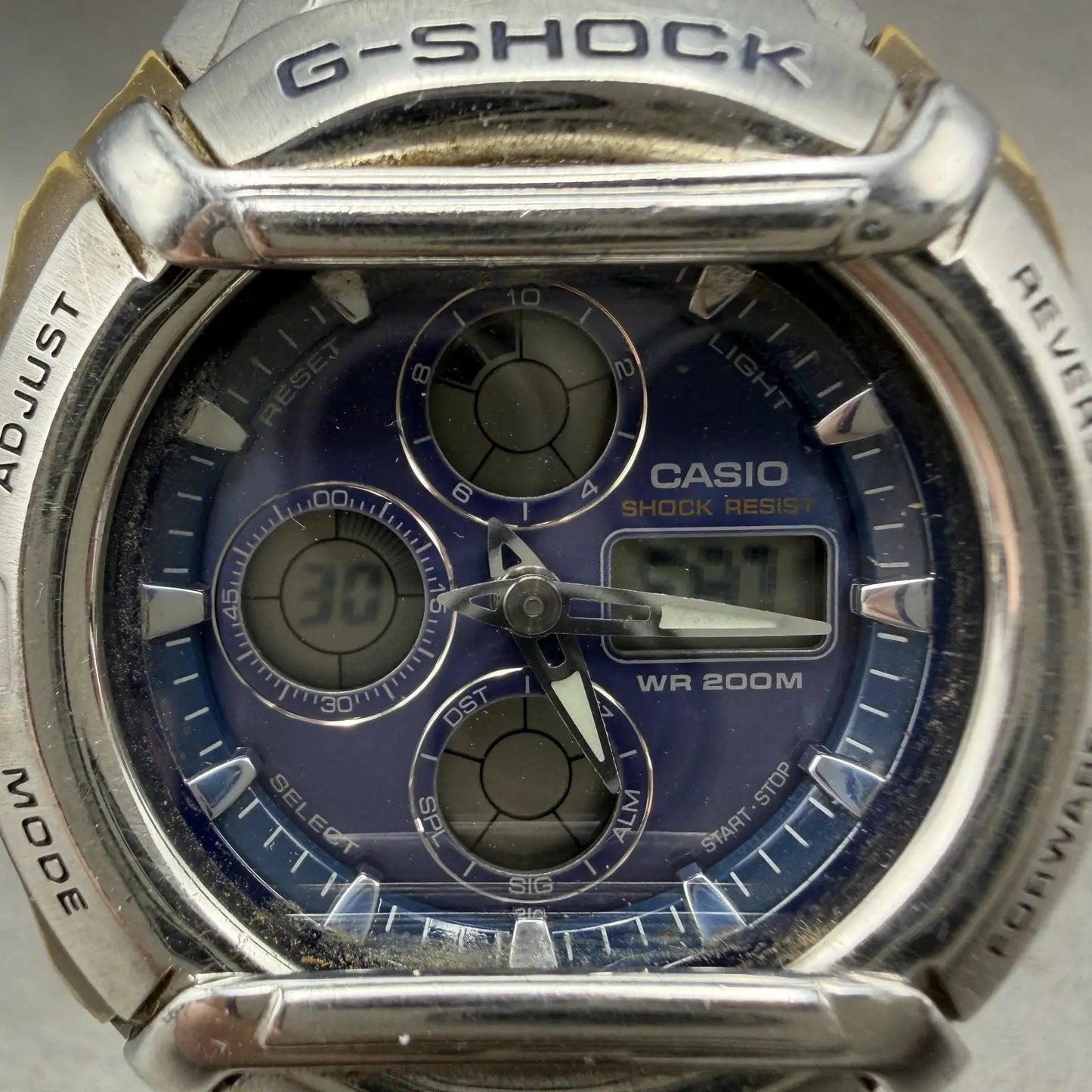 Casio G-Shock G-511 Watch Men 45mm Blue Dial Silver Alarm Chrono READ!! New Batt1