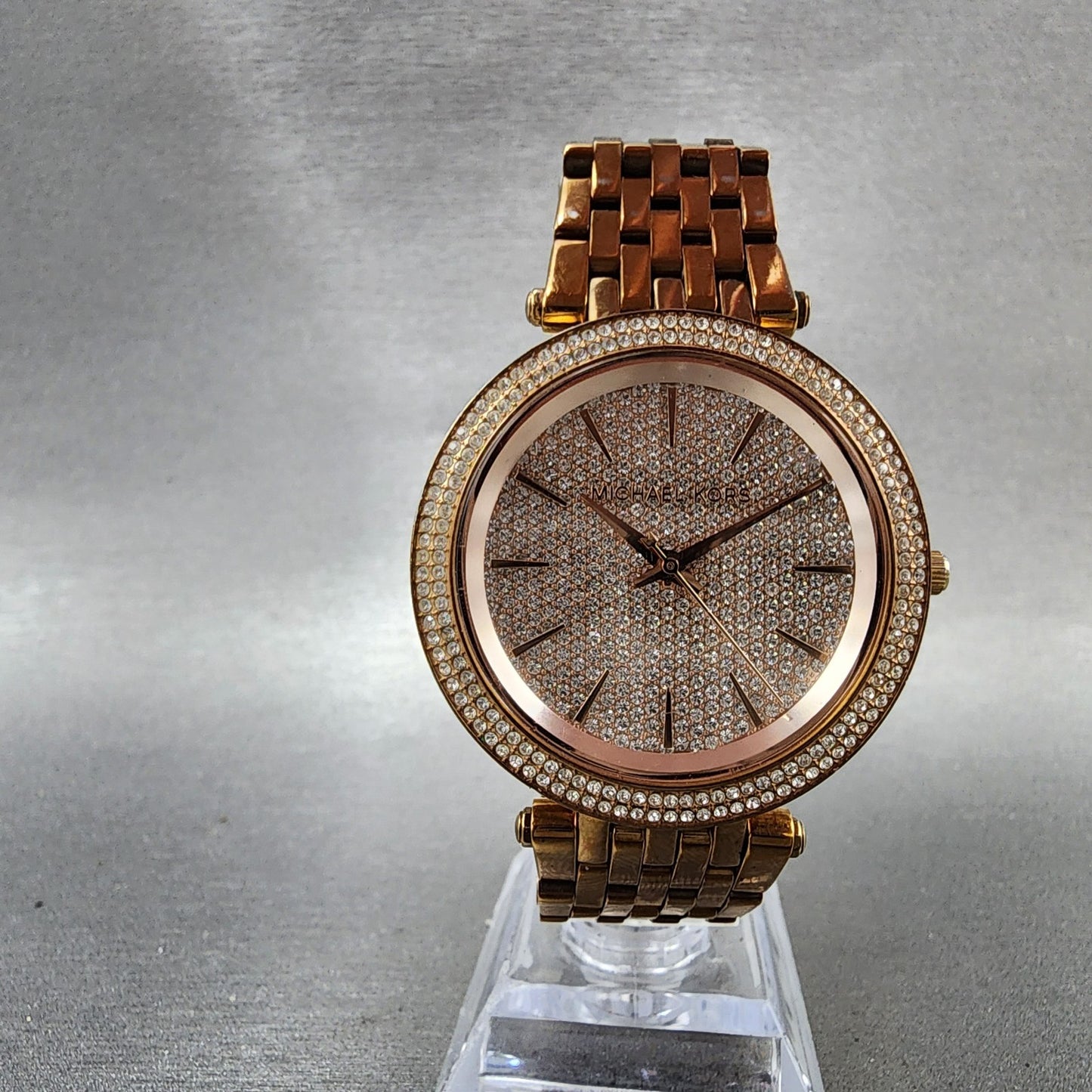 Michael Kors Darci Watch Women 39mm Crystal Dial Rose Gold Tone Round New Batt5