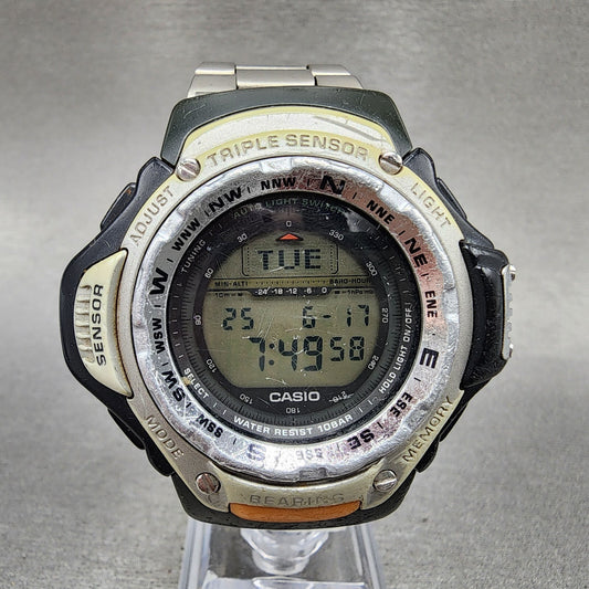 Casio ProTrek PRT-41 Watch Men 50mm Digital Black Tone Triple Sensor New Battery