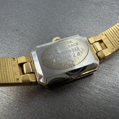 Seiko Tank Watch Women 14mm Champagne Dial Gold Tone Rectangle 2e20-5099 New Bat9