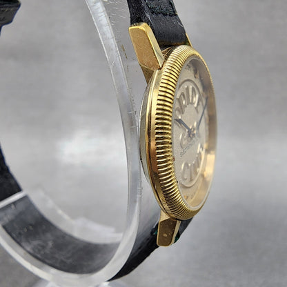 Hamilton Watch Women 24mm Gold Dial Gold Tone Pride Club Round 8442 New Battery3