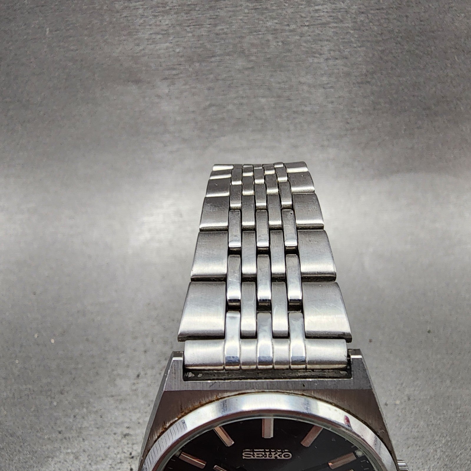 Seiko Watch Men 35mm Black Dial Silver Tone Daydate V743 New Battery READ!!!!!!!4
