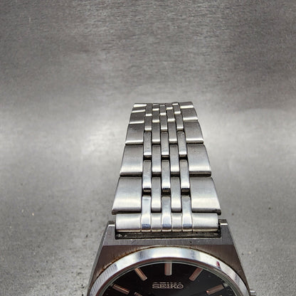 Seiko Watch Men 35mm Black Dial Silver Tone Daydate V743 New Battery READ!!!!!!!4