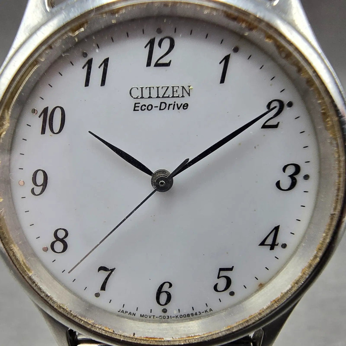 Citizen Eco-Drive Watch Men 34mm White Dial Silver Tone Round E031-K006015 Runs1
