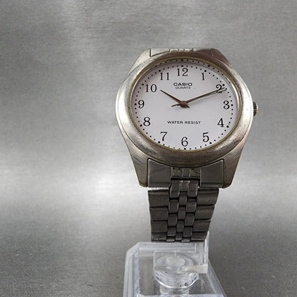 Casio Watch Men 36mm White Dial Silver Tone Round MTP1129 New Battery5