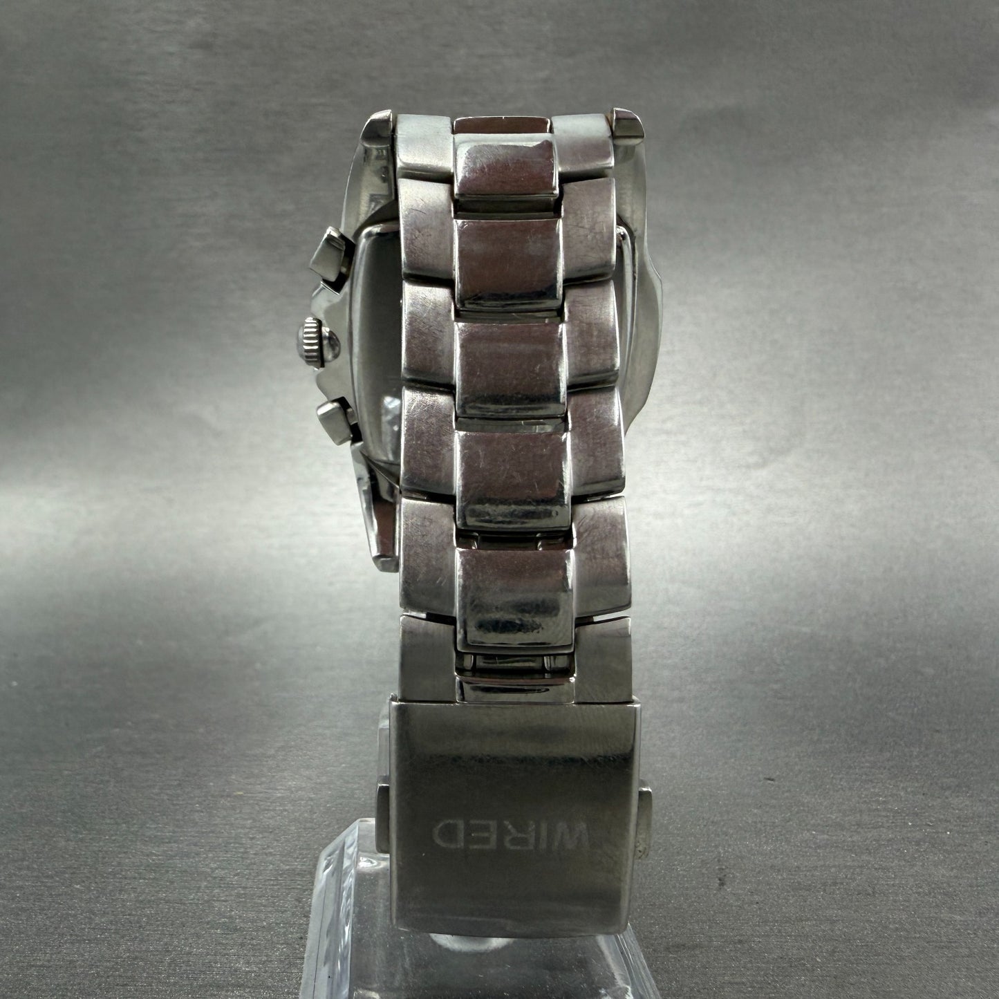 Seiko Wired Chronograph Watch Men 43mm White Dial Silver Tone Date New Battery7