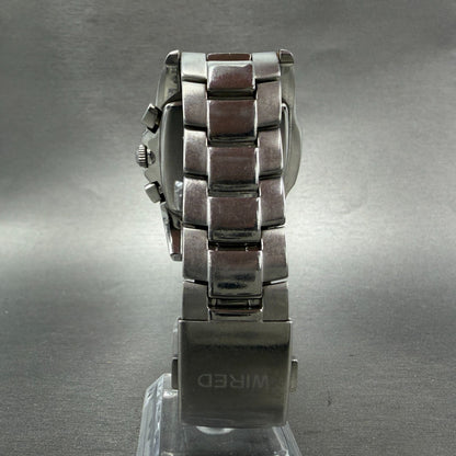 Seiko Wired Chronograph Watch Men 43mm White Dial Silver Tone Date New Battery7