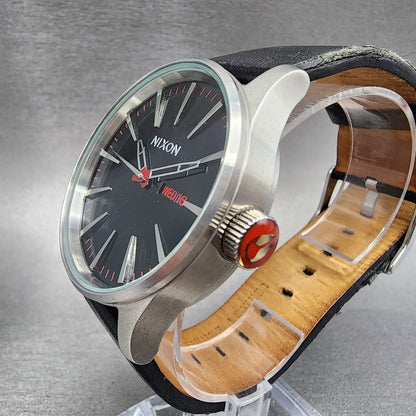 Nixon The Sentry Watch Men 42mm Black Dial Steel Daydate Round New Battery2