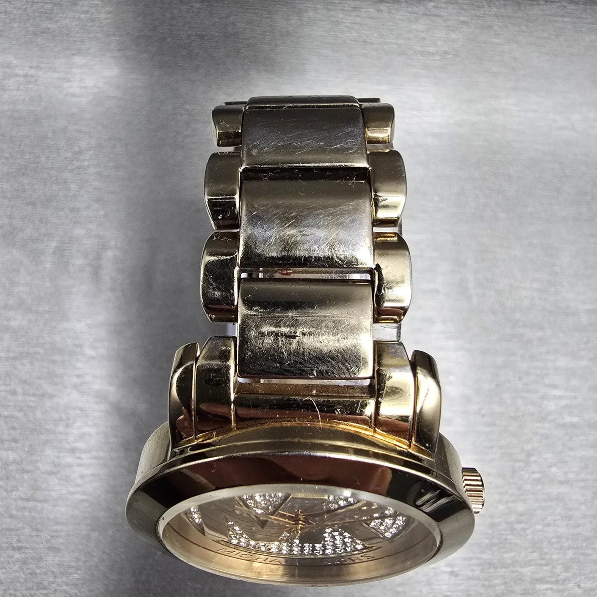 Michael Kors Runway MK Logo Glitz Watch Women Gold Tone 38mm MK-3376 New Battery4
