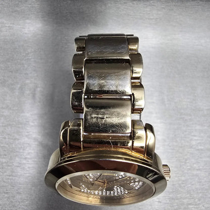 Michael Kors Runway MK Logo Glitz Watch Women Gold Tone 38mm MK-3376 New Battery4